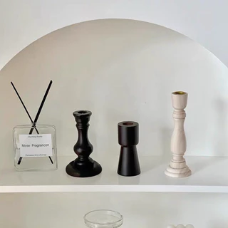 OurHome [พร้อมส่ง] เชิงเทียนไม้ Wooden candlestick holder เชิงเทียนอาหารค่ำใต้แสงเทียนการถ่ายภาพอุปกรณ์ประกอบฉากตกแต่ง