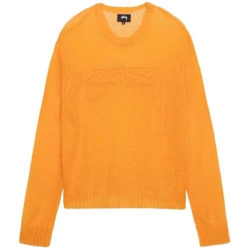 NEW !!! Stussy Loose Knit Logo Sweater Orange