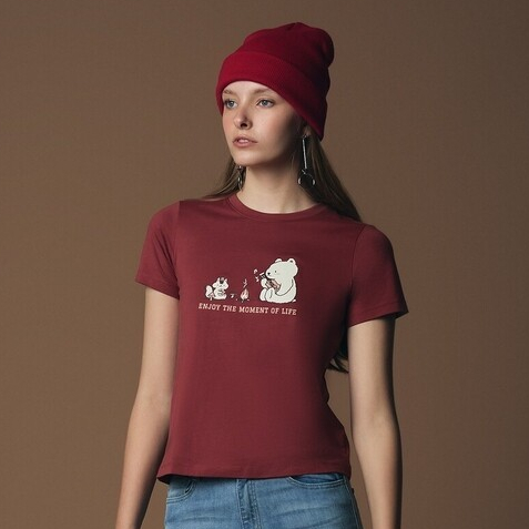 GIORDANO เสื้อยืดแขนสั้นผู้หญิง Women's printed tee 05392221