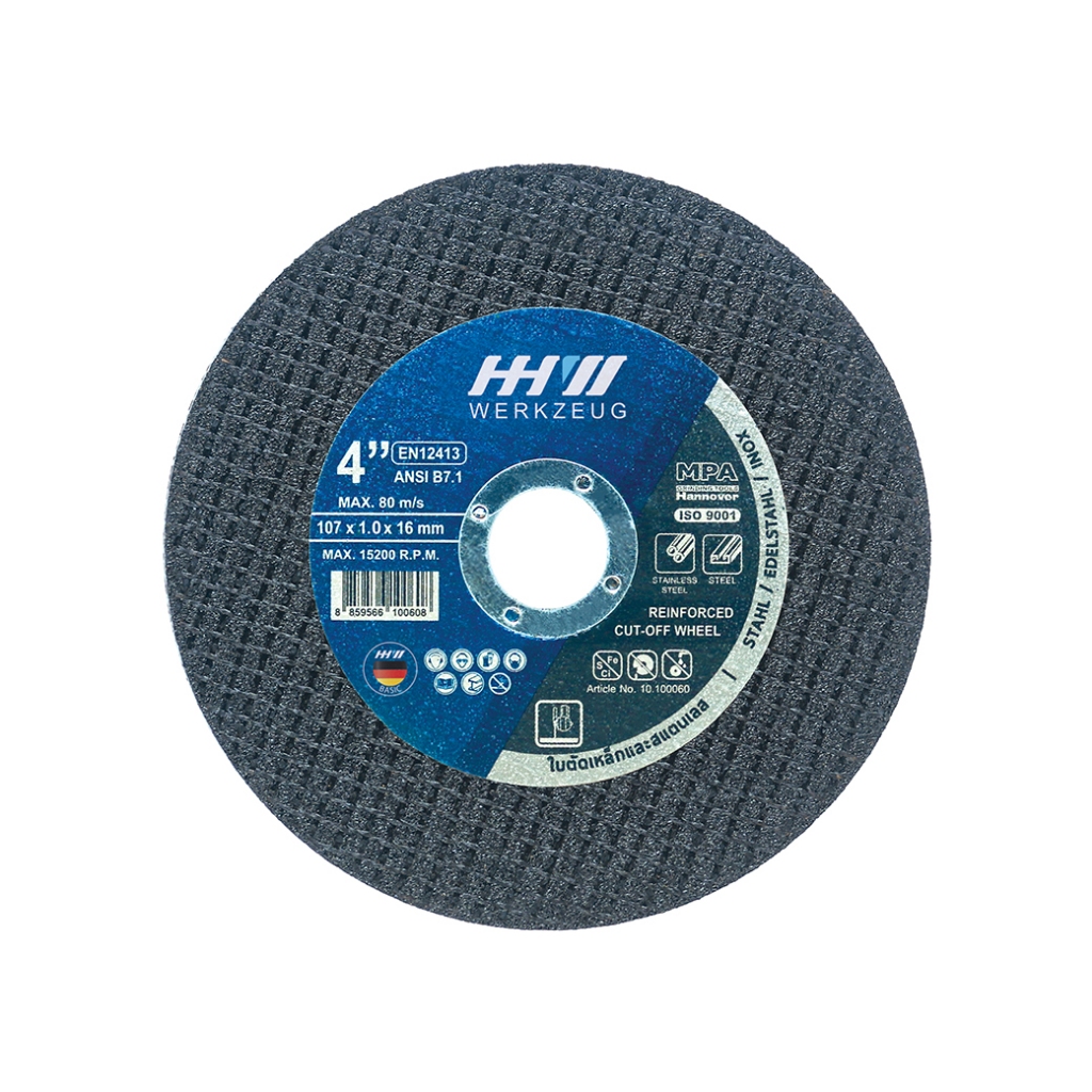 HHW ใบตัดเหล็กและสแตนเลส ขนาด 4 นิ้ว / Cutting disc for steel and stainless steel size 4 inch