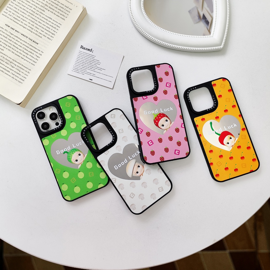 เคส Sonny Angel ลายผลไม้ ขอบนิ่ม กระจกหัวใจ for iPhone 6/7/plus 11/12/13/14/15/16/Pro/max 16Promax 7plus 15Promax 16plus