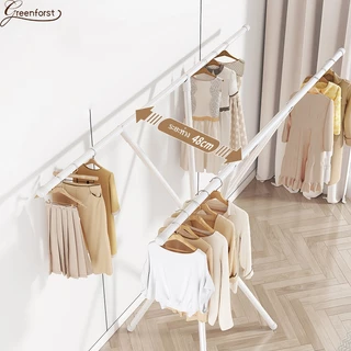 Greenforst ราวแขวนเสื้อผ้า ราวตากผ้าบาร์คู่พับเก็บได้ น้ำหนักเบา แข็งแรง ตากได้ในร่มและกลางแจ้ง รุ่น 2062
