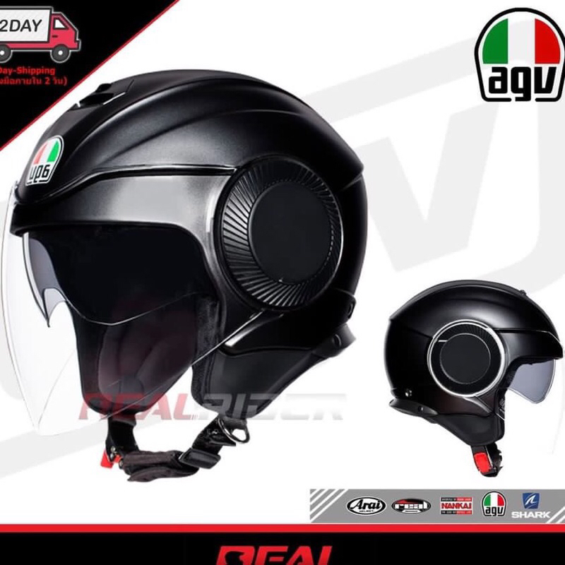 #ส่งต่อ AGV ORBYT - เปิดคาง (แว่น2ชั้น สี Matt Black) // OPEN FACE