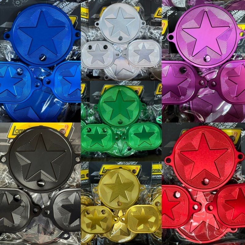 ฝาครอบโซ่ราวลิ้น+ฝาวาล์ว‼️ CNC ไดร์สี สำหรับ 4 วาล์ว ครบชุด3ชิ้น (เจาะรูระบาย)