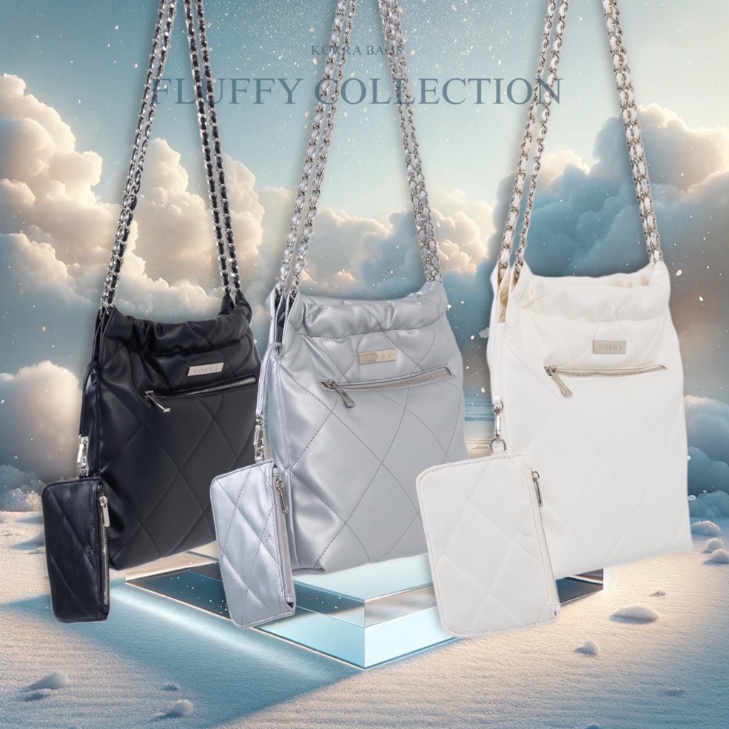 KORRA FLUFFY BAG ฟลัฟฟี่" กระเป๋าสะพายใบใหญ่ ดีไซน์สไตล์ casual แถมกระเป๋า purse มี 3 สี