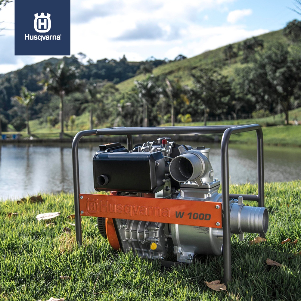 HUSQVARNA เครื่องสูบน้ำ W100D 4.0 นิ้ว (967 63 92-01) เครื่องดีเซล ปั๊มน้ำ เครื่องยนต์ 4 จังหวะ
