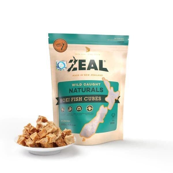 Zeal Wild Caught Dried Hoki Fish Cubes Treats For Dogs & Cats ซีล เนื้อปลาหิมะอบแห้ง 125 g.