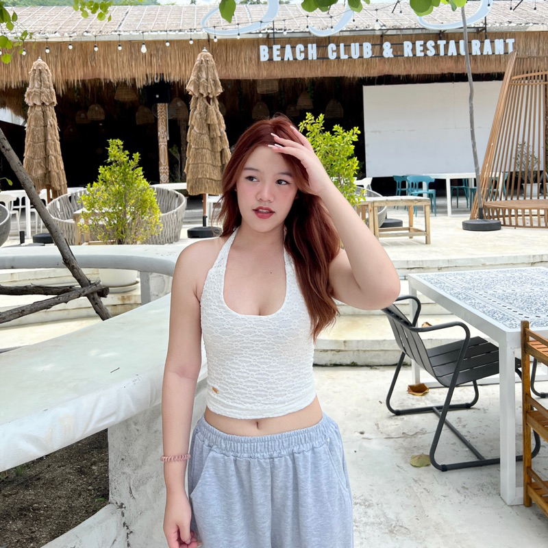 DASY TOP 🌼✨เสื้อคล้องคอผ้าลูกไม้ มีซับในผ้าไม่บาง สวมใส่ได้หลายลุค - รูปที่ 3