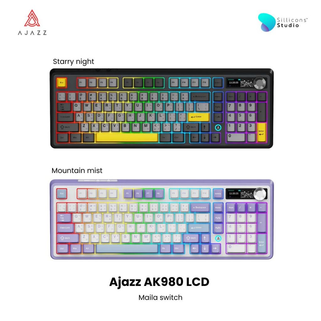 [ของแท้] คีย์บอร์ดไร้สายคีย์ไทย Ajazz AK980 LCD Maila Switch (Linear) รับประกันศูนย์ไทย