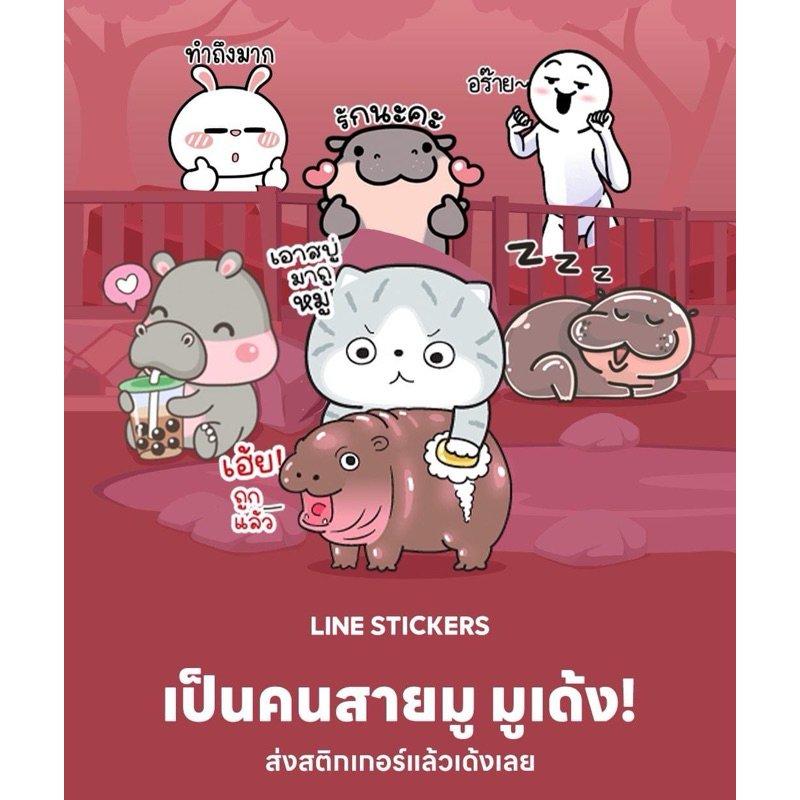 สติกเกอร์เป็นคนสายมู หมูเด้ง! 🦛🦛