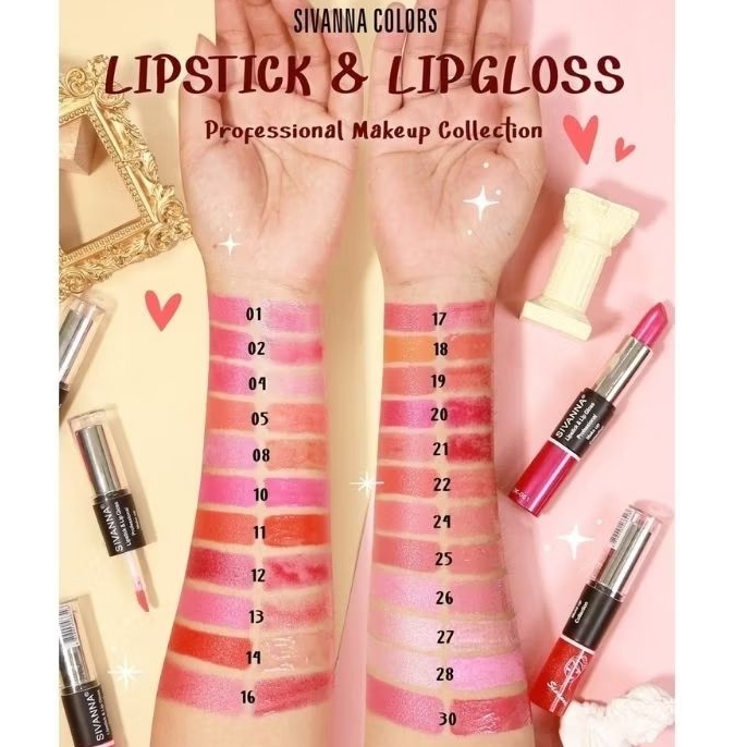 ลิปสติกและลิปกลอส Sivanna Lipstick & Lip Gloss Professional Make Up Collection.