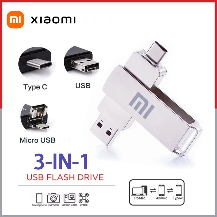 Xiaomi Original falshdisk ไดรฟ์ปากกาโลหะ 2TB/1TB/ type-c USB 3IN1 dual pendrive OTG USB แฟลชไดรฟ์ flashdrive