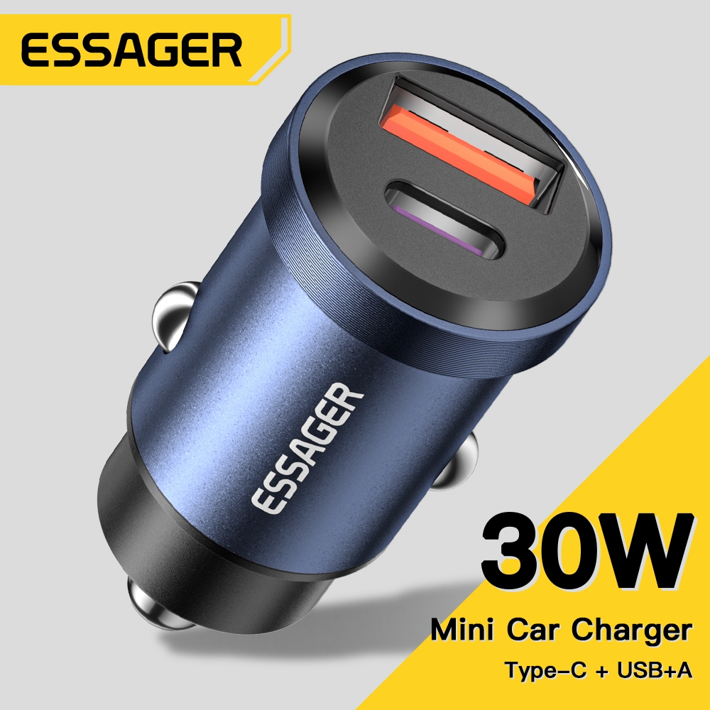 Essager 30W ที่ชาร์จในรถยนต์ USB A Type C PD Super Fast Charging Quick Charge สําหรับ Huawei Samsung