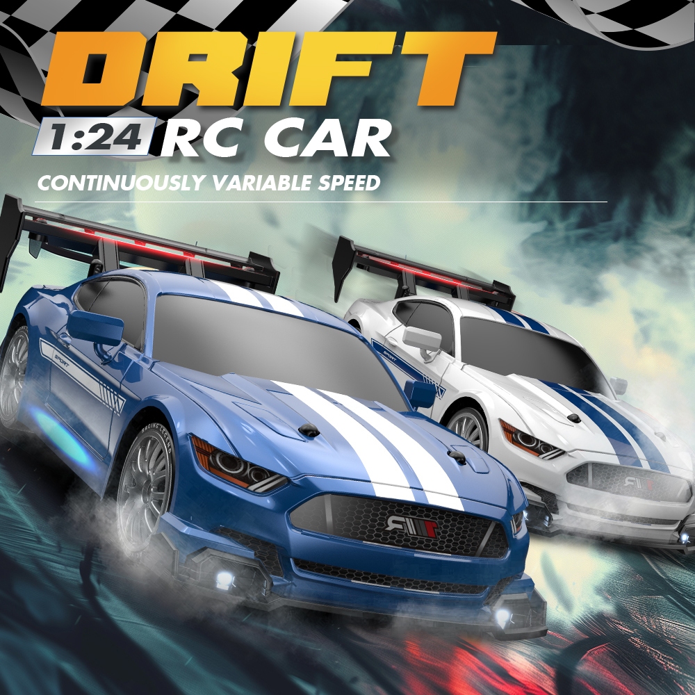 มินิ GTR Mustang 4WD การควบคุมระยะไกลแข่งรถสามารถผู้เล่นหลายคนร่วมกันความเร็วสูง rc รถดริฟท์สำหรับเด็กของเล่นเด็ก
