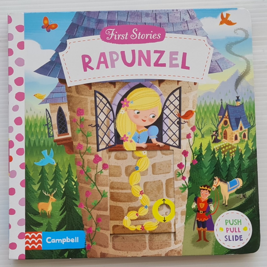 Rapunzel (First Stories: push pull slide board book) เหมาะสำหรับ 1+ กระดาษแข็งหนาทุกหน้า