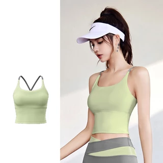 mvp sport เสื้อกล้ามกีฬาผู้หญิง สปอร์ตบรา สปอร์ตบราแบบไขว้สายเดี่ยว บุโฟมแบบเย็บติด