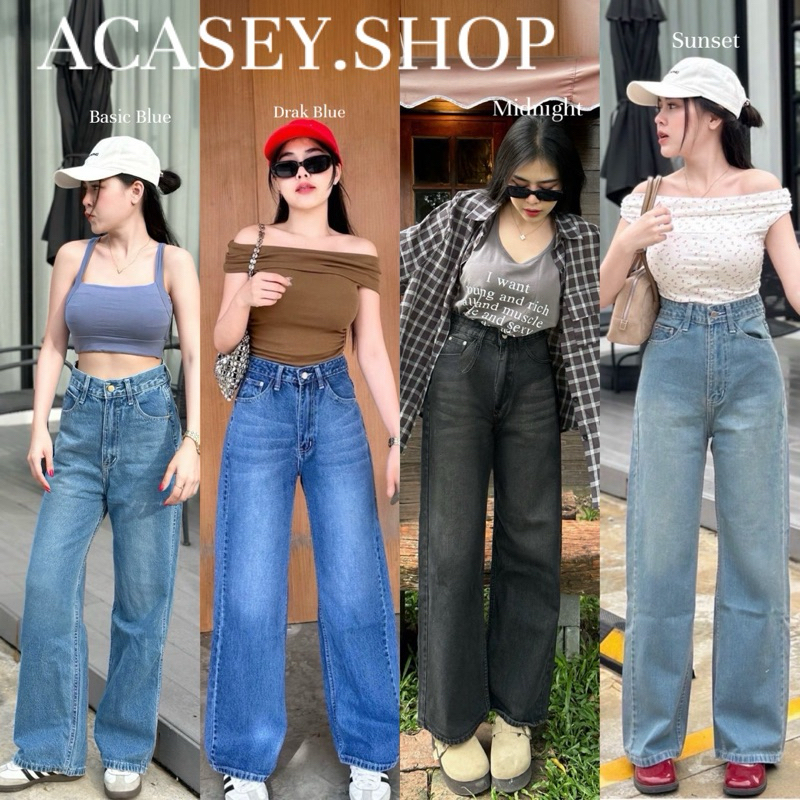 Acasey กางเกงยีนส์ผู้หญิง ขายาว Sunset Jeans เนื้อหนานิ่ม คุณภาพสุดๆ