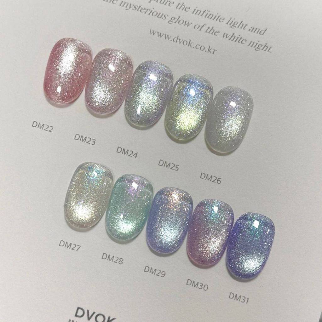 เซตสีเจล DVOK🇰🇷White Night collection 10 สีLuxury Magnet gel พร้อมชาร์ตสีเปล่า ของแท้จากเกาหลี