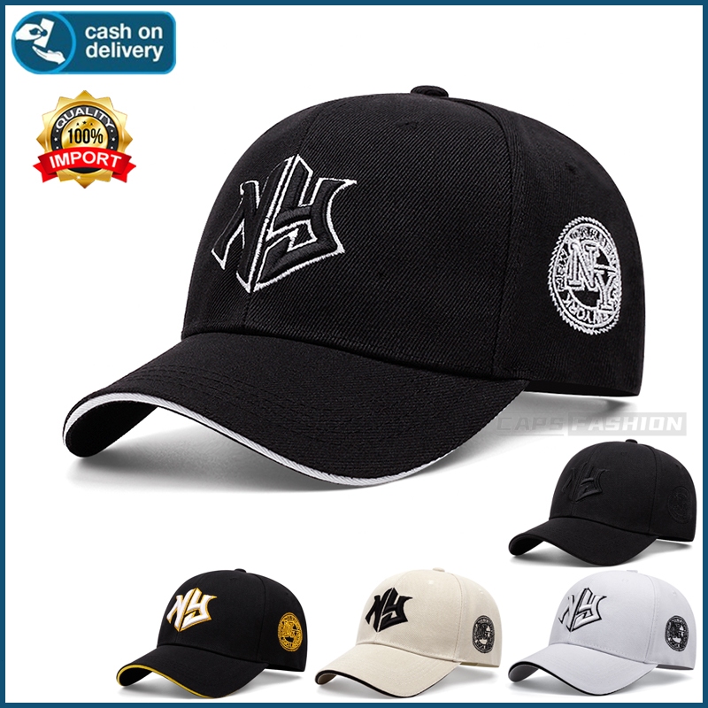 หมวกเบสบอล ปักตัวอักษร NY ย้อนยุค/สไตล์เกาหลี แฟชั่น/ป้องกันแสงแดด ระบายอากาศ สุภาพสตรี หมวกกีฬา