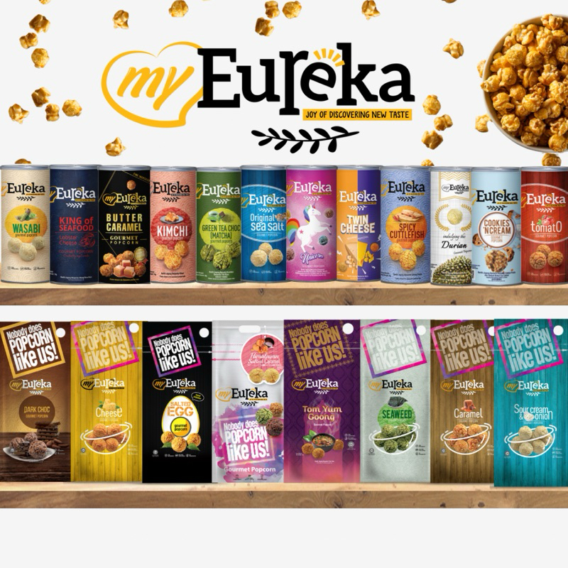 [มีโปรแถม]ป๊อปคอร์น My Eureka Gourmet Popcorn Snack 70./140g. - Multiple Flavours