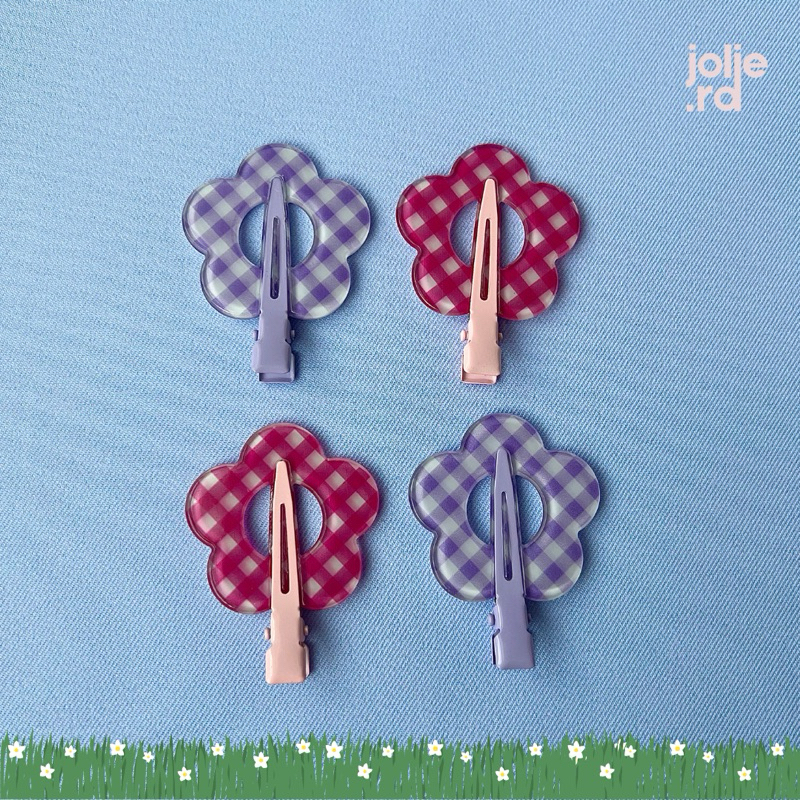 jolie.rd | Blossom check Hair clip (size 1.5x2 cm.)