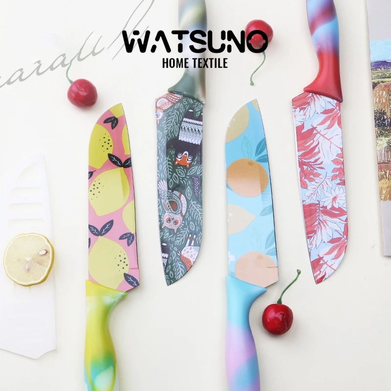 Watsuno.มีดทำครัว มีดเคลือบ มีดสแตนเลส สีพาสเทล มีดปอกผลไม้ มีดหั่น