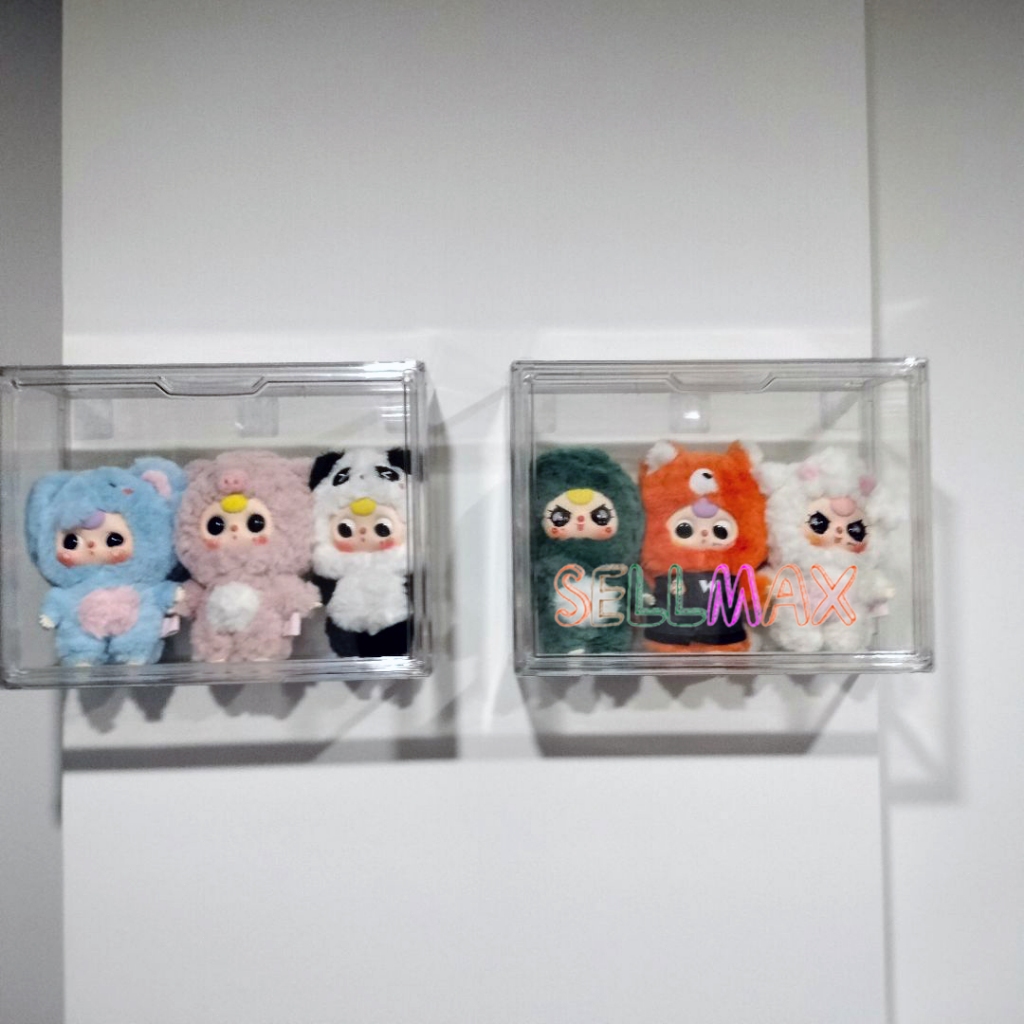 กล่องใสของ ตู้โชว์โมเดลสามชั้น แบบสูง สีไปร่งใส ฝาปิดแม่เหล็ก มีแผ่นกาวแถมให้ สามาถติดกับผนังได้ - รูปที่ 5