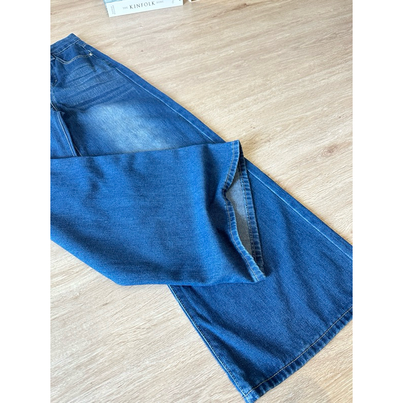 Baggy Jeans : CHANA สีเข้มเฟด “ #018 (B532) กางเกงยีนส์ขาบานเอวสูง งานเทรนด์รุ่นขายดี ผ้าไม่ยืด - รูปที่ 2