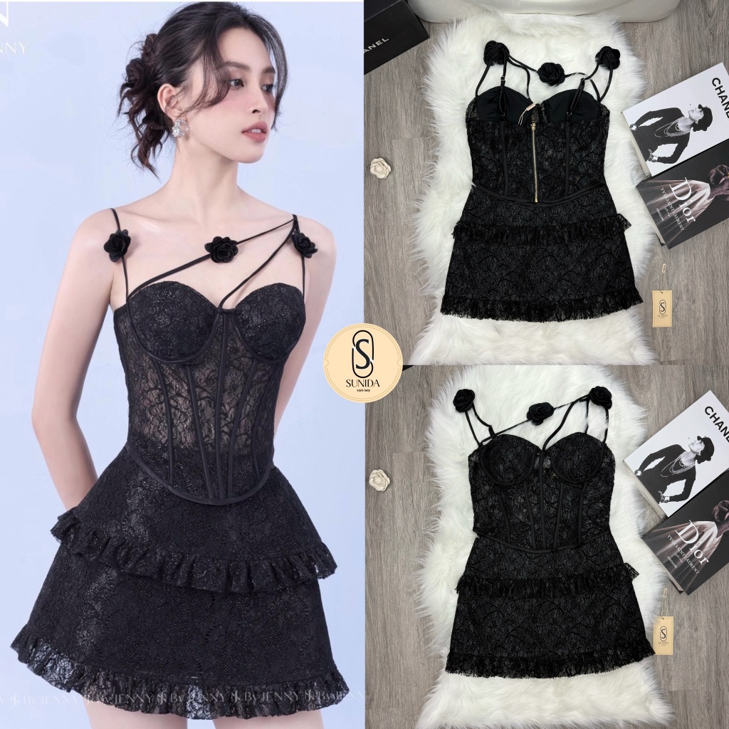 SUNIDA เซต2 ชิ้น ลุคคุณหนู luxury สีดำ (*สอบถามสต๊อกก่อนกดสั่งน๊า)