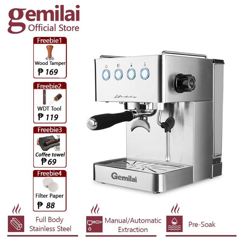 Gemilai CRM3005E Coffee Machine ตัวสแตนเลสทั้งหมด เครื่องชงกาแฟอัตโนมัติ ขนาดหัวชง 58mm เครื่องชงกาแฟเชิงพาณิชย์