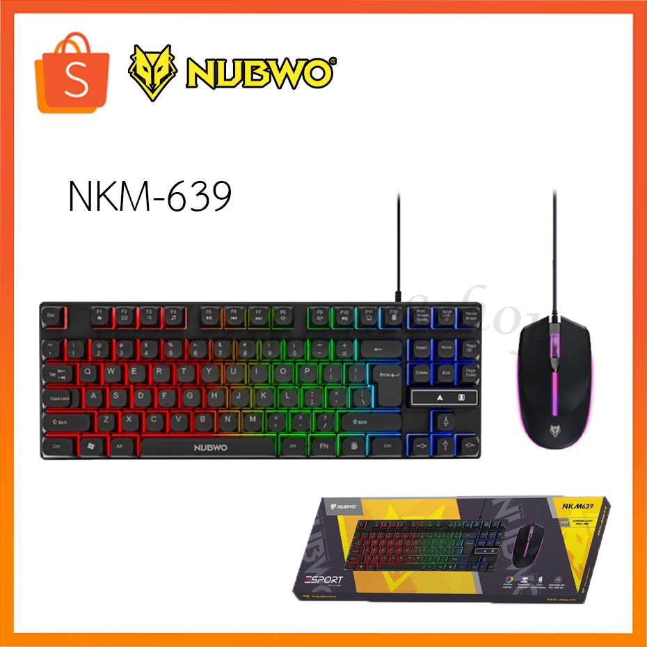 Nubwo NKM-639 คีย์บอร์ดและเมาส์แบบสาย มีไฟ RGB RUBBER DOME SWITCHES