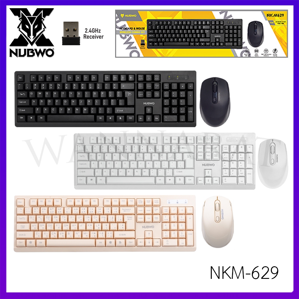 Nubwo NKM-629 Keyboard + Mouse Wireless Combo Set คีย์บอร์ดและเมาส์ไร้สาย