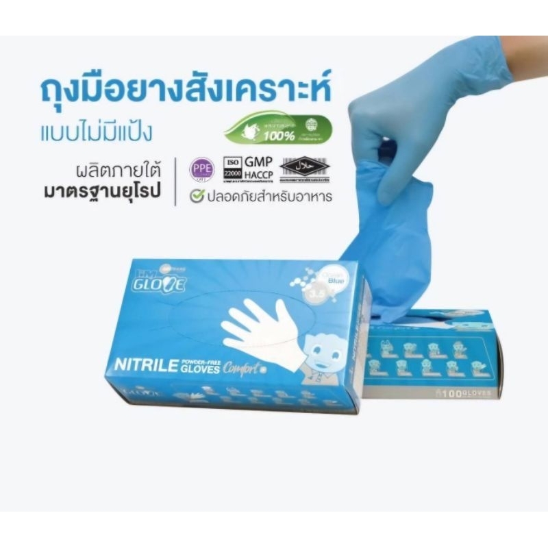 ✅️พร้อมส่ง✅️I'm glove by Sritrang ถุงมือยางสังเคราะห์ ไม่มีแป้ง 100ชิ้น (50คู่) ขนาด 3.5 และ 4.8มิล เลือกไซด์ด้านใน