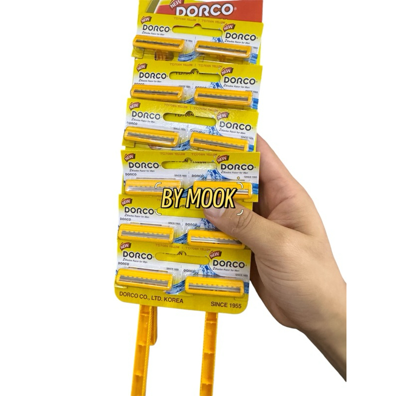 มีดโกน DORCO < ของแท้ คมมาก> ด้ามมีดโกนเหลือง  ยกแผง < แพ็ค 12 ด้าม> โกนได้นุ่มนวล เกลี้ยงเกลา มีดโกนหนวด  พร้อมส่ง - รูปที่ 4