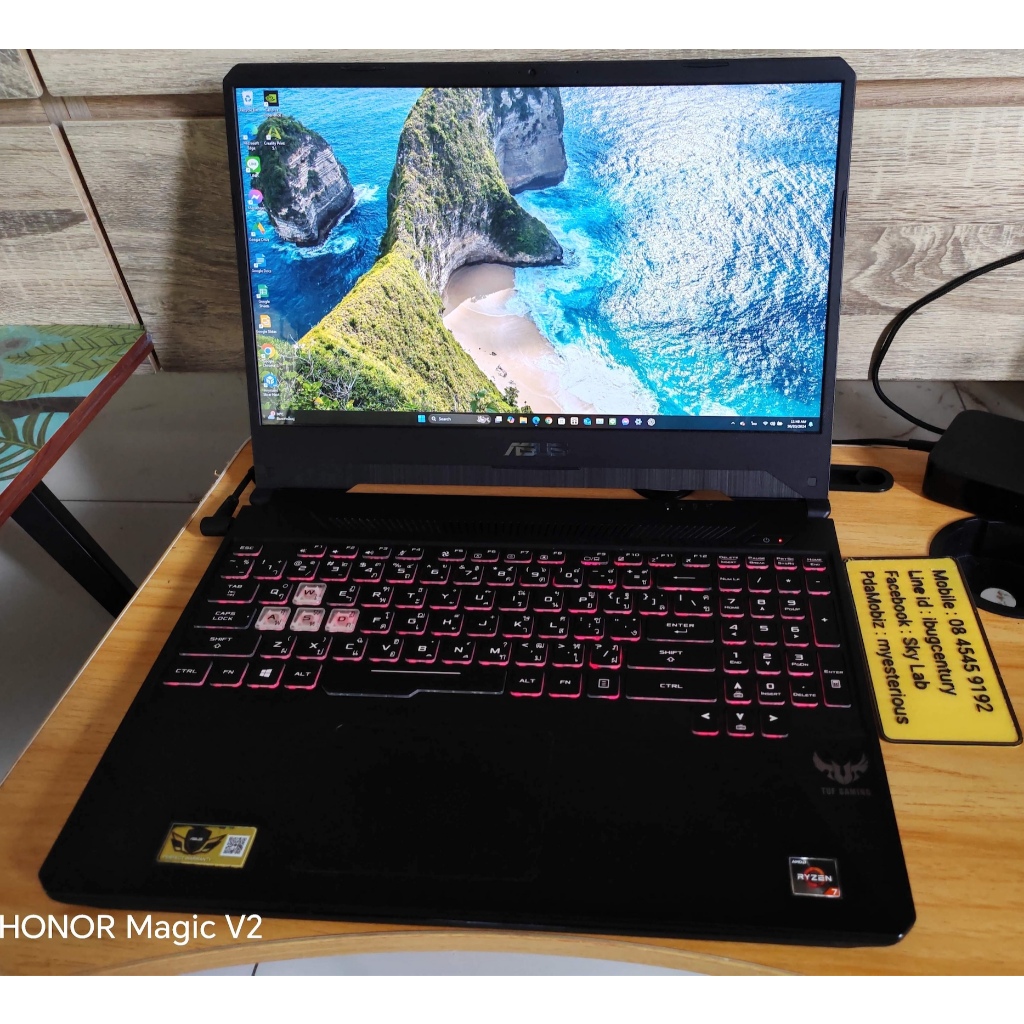 ขาย Gaming Notebook Asus TUF 15" 120hz Ryzen 7 Ram16 GTX 1660ti SSD512 สภาพดี ใช้งานปกติ