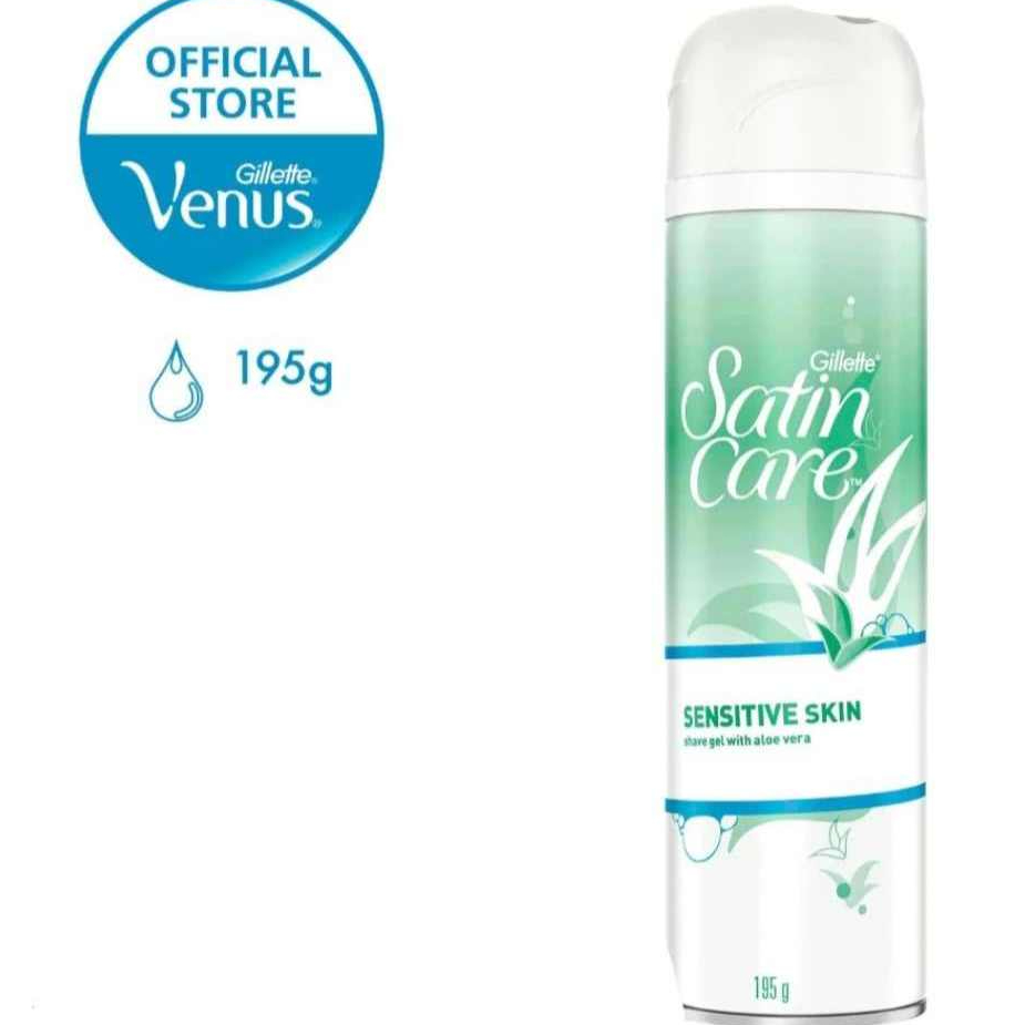 ยิลเลต ผิวเซนซีทีฟบอบบาง Gillette Satin Care Sensitive Skin  Shave Gel with Aloe Vera - 195g