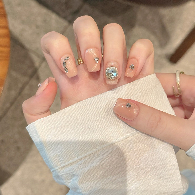 Handmade A2103เล็บปลอม เล็บเจลpvc Flash Side Light Cats Eye Diamond-Studded Almond Style Wearing Arm
