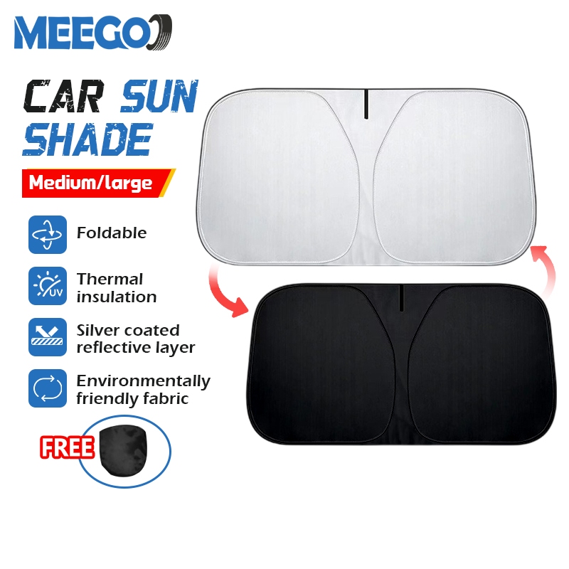 MeeGoo ร่มกันแดดในรถยนต์ ม่านบังแดดรถ ร่มบังแดด รถกันแดด ฉนวนกันความร้อน กันUV แบบพับได้ ที่บังแดด