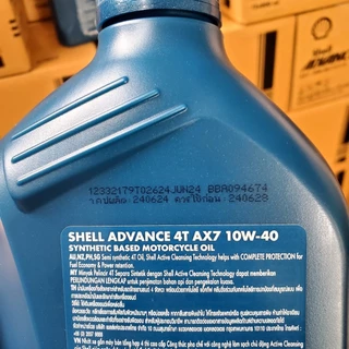 น้ำมันเครื่องรถมอเตอร์ไซต์ กึ่งสังเคราะห์ Shell 4T AX7 10W-40 ขนาด 0.8 ลิตร