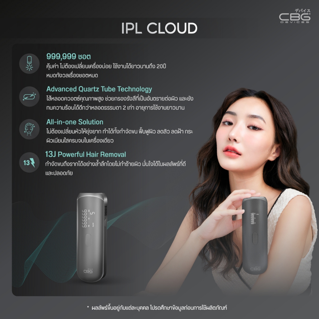 New! CBG Devices เครื่องเลเซอร์กำจัดขนถาวร IPL รุ่น CLOUD กำจัดขนทั่วร่างกาย พร้อมโหมดหน้าใส ลดสิว ผิวสวย(IPC)