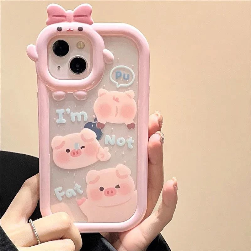 Case for iPhone 11 12 13 14 15 Pro Max 6/8/7 14/15 Plus X/XS Max SE ลายการ์ตูนมอนสเตอร์ ประดับโบว์ เคสเคลือบนิ่ม