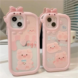 Case for iPhone 11 12 13 14 15 Pro Max 6/8/7 14/15 Plus X/XS Max SE ลายการ์ตูนมอนสเตอร์ ประดับโบว์ เคสเคลือบนิ่ม