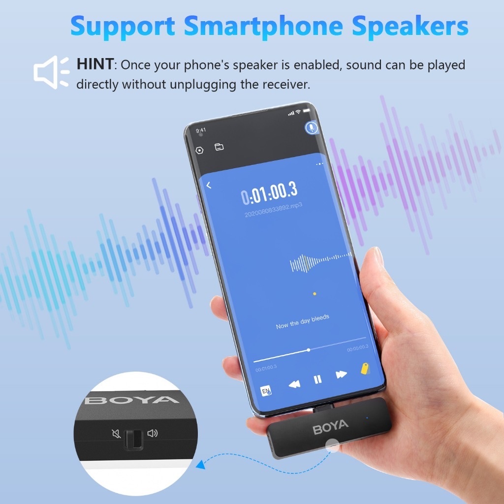 Boya BY-V4U ไมโครโฟนไร้สาย ไมค์ 4 ตัว พร้อมกล่องชาร์จ เชื่อมผ่าน USB-C Wireless Microphone 4-Channel - รูปที่ 5