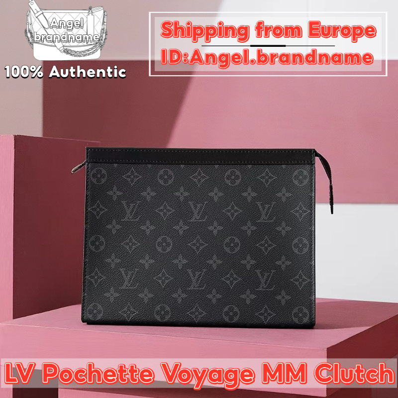 Shopee ถูกที่สุด💯ถุงของแท้👜Louis Vuitton Pochette Voyage MM Clutch กระเป๋าถือสำหรับผู้ชาย