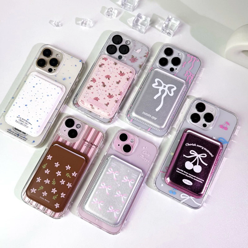 [i17] พร้อมส่ง💖 T12S56 เคสชาร์จไร้สาย+กระเป๋าใส่บัตร Wallet [ได้ทั้งเซต]🍧 เคสแม่เหล็ก เคสไอโฟน สำหรับ iPhone11-17Promax