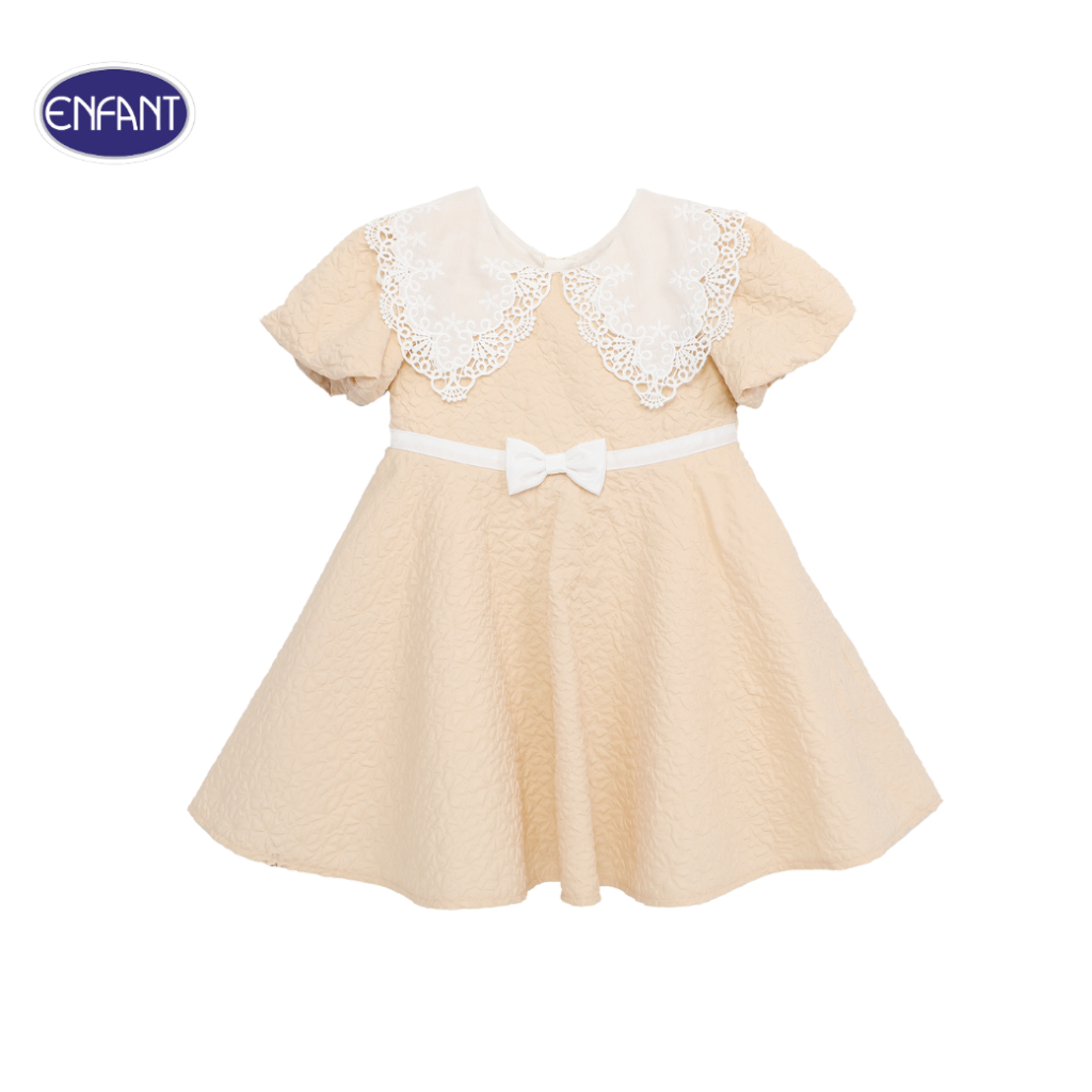 ENFANT (อองฟองต์) ชุดเสื้อแขนพองปกขาว สำหรับเด็ก 2-4 ปี คอลเล็กชั่น Mini Luxe Bear สีครีม