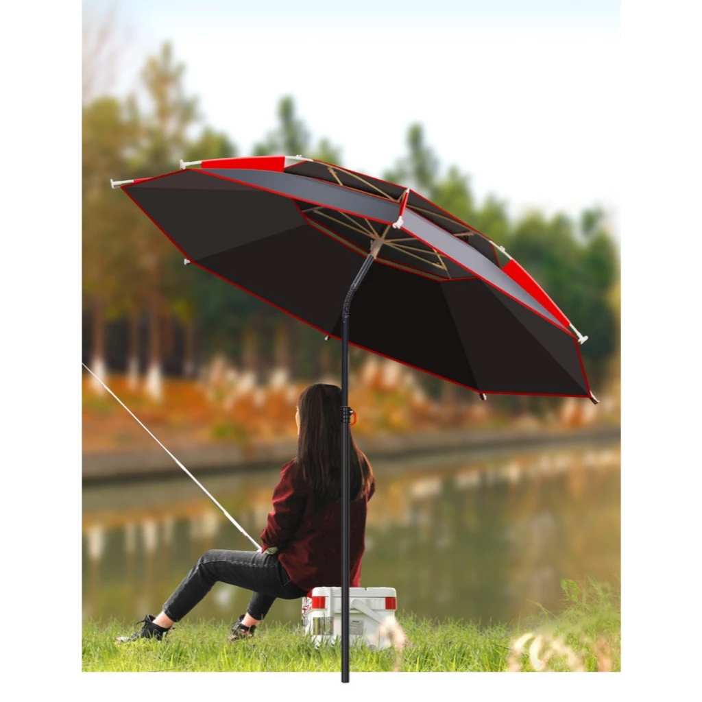 ร่มตกปลากลางแจ้ง ร่มสนาม ขนาดใหญ่และกันแดดกันน้ำ 2 ชั้นหนาขึ้น fishing umbrella golf umbrella มี 2 ขนาด 2.4,2.6 M