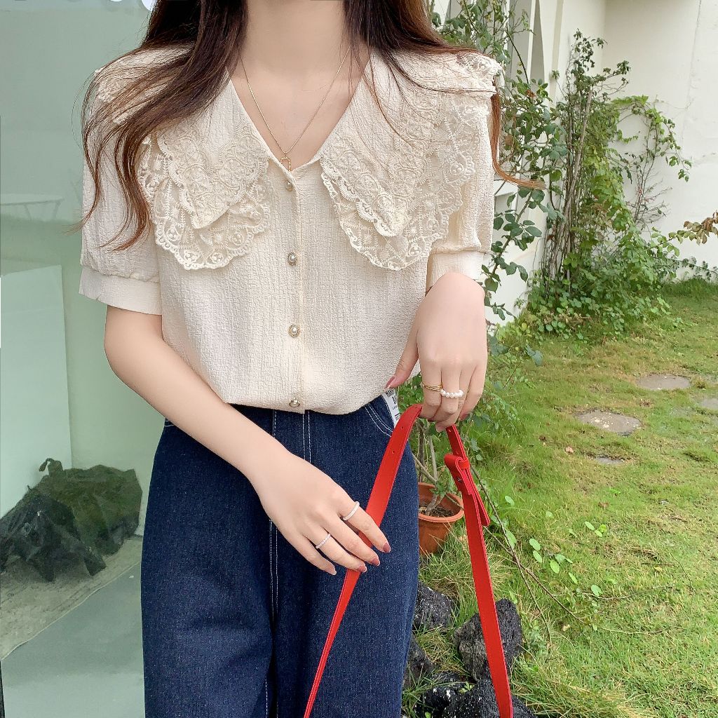 LHSunday มาแรงมาก เสื้อแฟชั่นผู้หญิง เสื้อแต่งลูกไม้สวยๆ ทรงเกาหลีเกาใจเวอร์ สีโทนสุภาพใส่ได้ทุกโอกาส ผ้าดีใส่สบายมาก