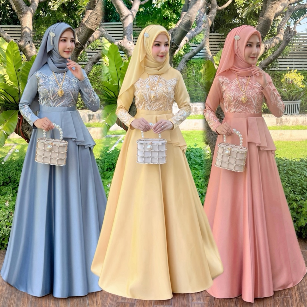 เดรสออกงานอิสลาม สวยๆ เดรสมุสลิม ชุดเดรสอิสลาม ชุดรายอมุสลิม แฟชั่นมุสลิม เสื้อผ้ามุสลิม