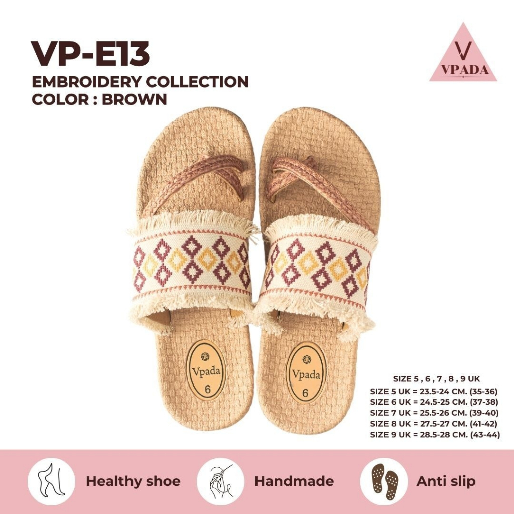 Vpada_sandals_VP-E13 Embroidery Collection รองเท้าแตะชายหาดแบน รองเท้าแตะแฟชั่น